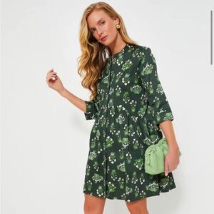 Tuckernuck Viridian Stamped Bouquets Royal Shirt Dress